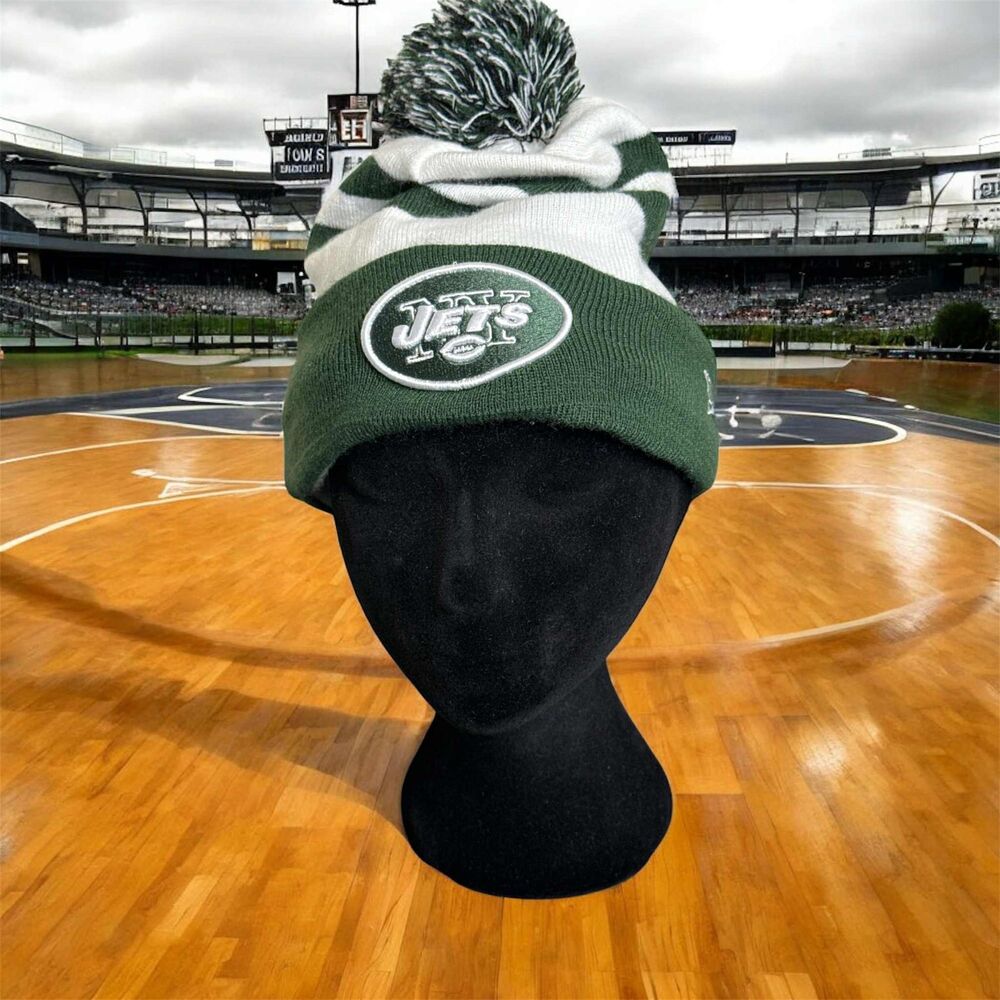 New Era Unisex NFL New York Jets Stripe Sport Knit (Green-Black-White) Beanie